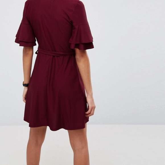 ASOS petite mini wrap dress with flutter sleeve - Picture 4 of 7